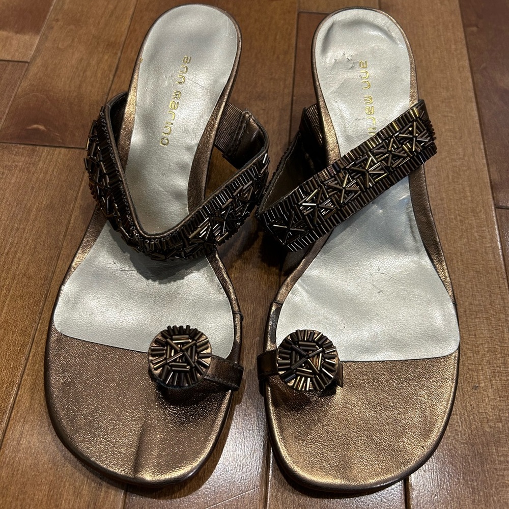 Ann Marina Bronze Embellished Sandals